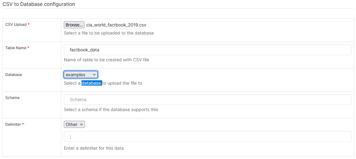 csv to db configuration