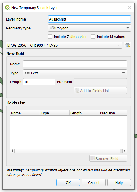 neuer temporärer layer wird erstellt