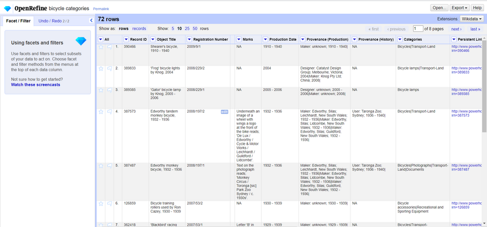 OpenRefine GUI