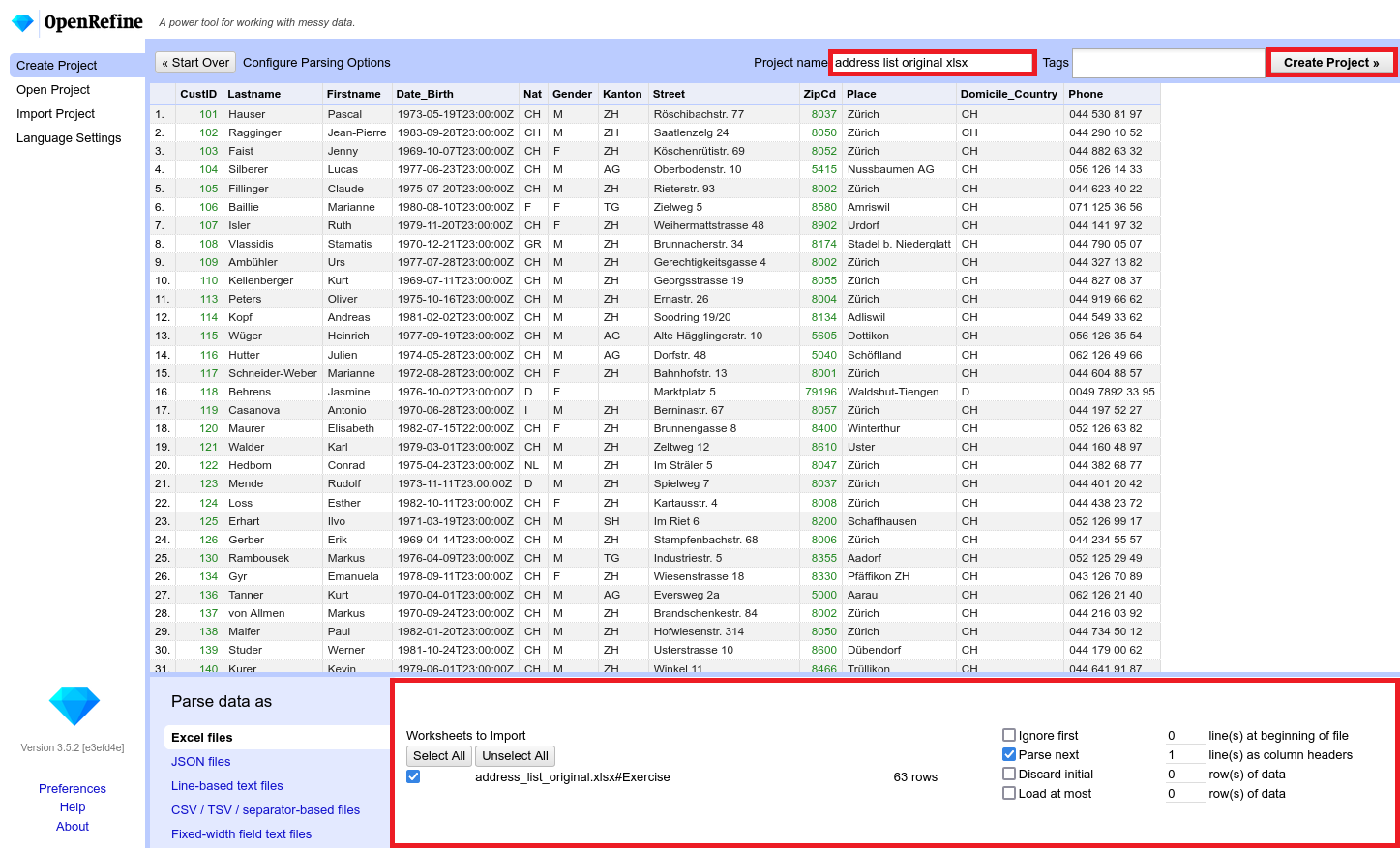 Projekt Parsing