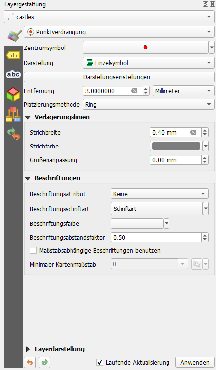 Point displacement options