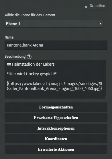 Text in der Beschreibung